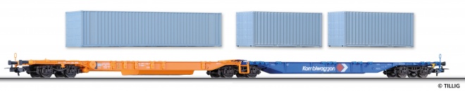 Articulated container car Sdggmrs 744 "combiwaggon" with 3 containers<br /><a href='images/pictures/Sachsenmodelle/76578_HM.jpg' target='_blank'>Full size image</a>